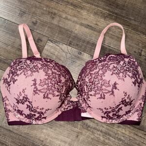 Victorias Secret Bra Womens 36D McBling Lace Dream Angels Push Up Pigeonnant Y2K